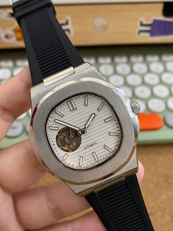 seiko nautilus mod white dial rubber strap