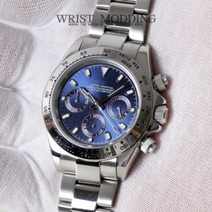 Seiko Daytona Blue Dial MOD Steel Bezel